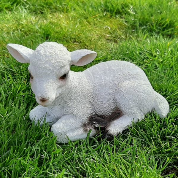 Beeldje lammetje levensecht en gedetailleerd 19,5 cm