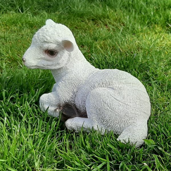 Beeldje lammetje levensecht en gedetailleerd 19,5 cm