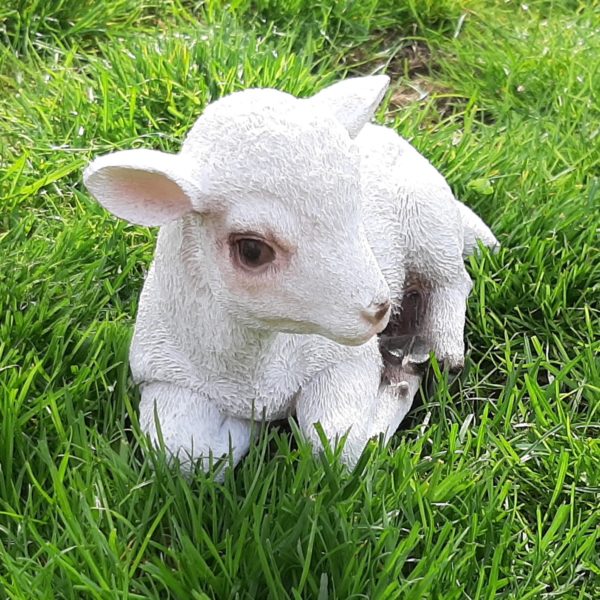 Beeldje lammetje levensecht en gedetailleerd 19,5 cm