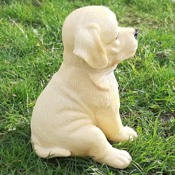 Puppy Labrador Retriever blond, levensecht beeldje 15cm hoog