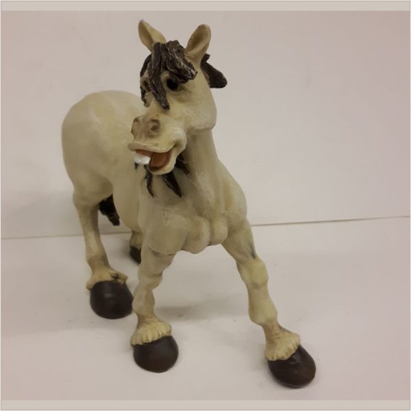 Stenen Beeld - Wit Staand Paard 16 cm Hoog