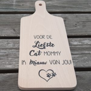 geweldig cadeau voor kattenliefhebbers: borrelplank voor de liefste cat mommy