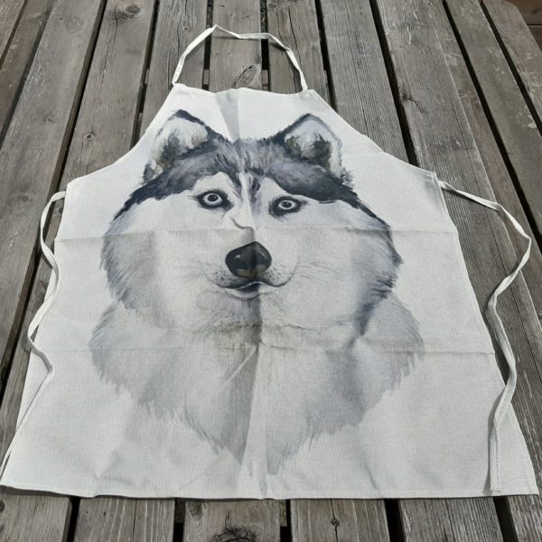 siberische husky keukenschort van linnen