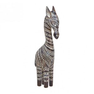 decoratief beeld giraffe in wit en bruin 32cm hoog